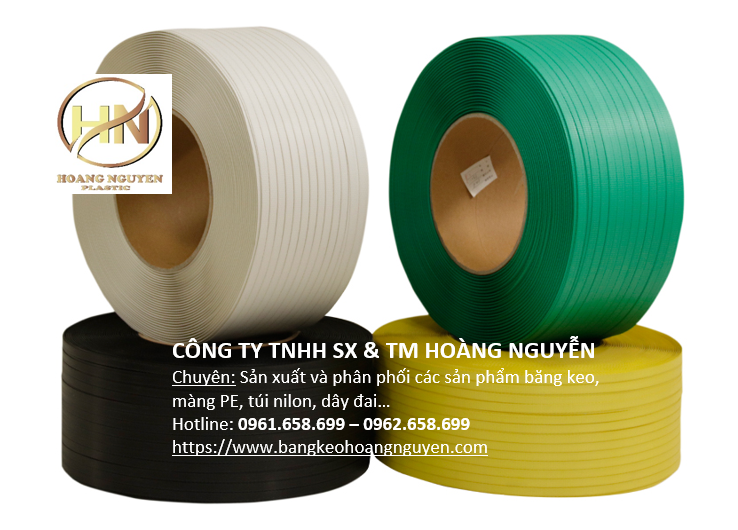 Dây đai nhựa - Màng PE - Băng Keo Hoàng Nguyễn - Công Ty TNHH Sản Xuất Và Thương Mại Hoàng Nguyễn